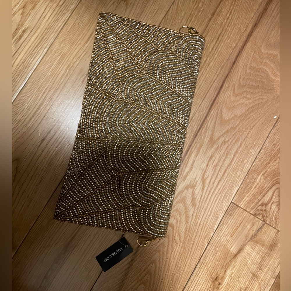 NWT lulus - Gold Beaded Evening Clutch - Picture 2 of 5